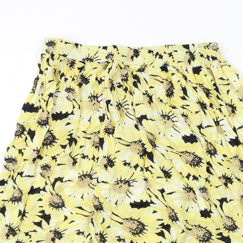 Studio Womens Yellow Floral Viscose Peasant Skirt Size 12