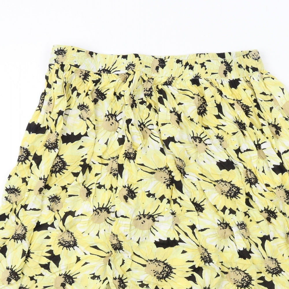 Studio Womens Yellow Floral Viscose Peasant Skirt Size 12