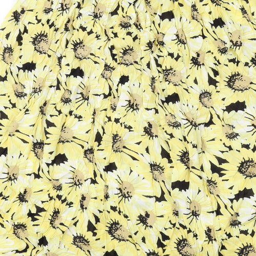 Studio Womens Yellow Floral Viscose Peasant Skirt Size 12