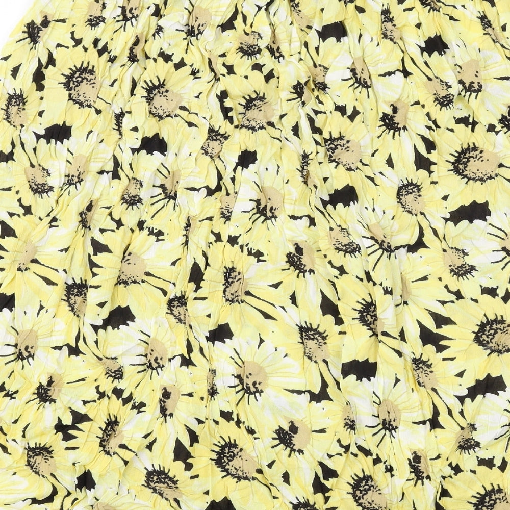 Studio Womens Yellow Floral Viscose Peasant Skirt Size 12