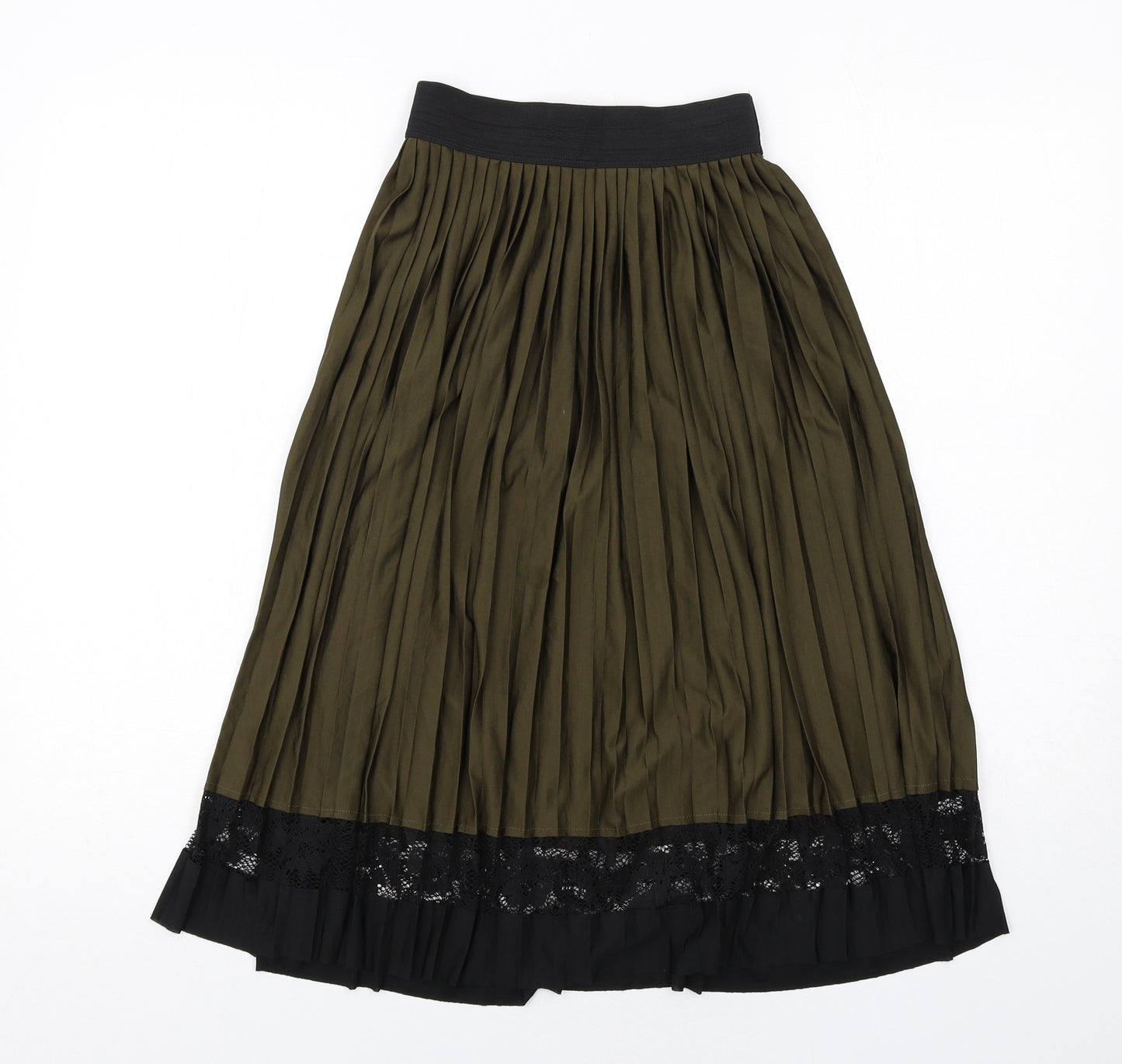 River Island Girls Green Polyester A-Line Skirt Size 11-12 Years Regular Pull On - Lace Details