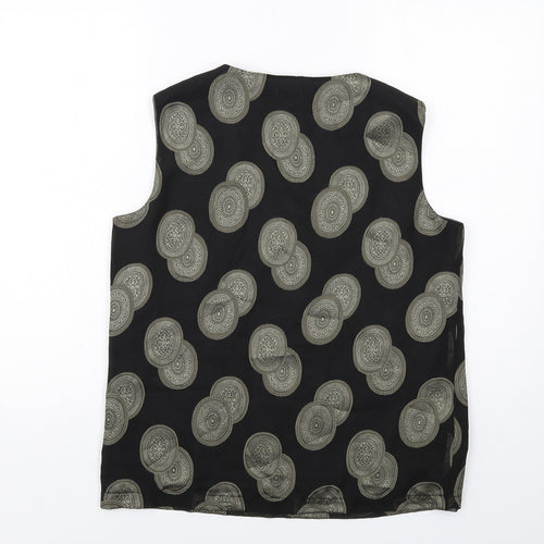 Motto Womens Black Geometric Polyester Basic Tank Size 10 Round Neck