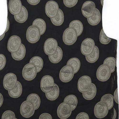 Motto Womens Black Geometric Polyester Basic Tank Size 10 Round Neck