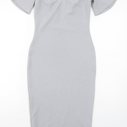 Missguided Womens Grey Polyester Bodycon Size 8 Round Neck Pullover
