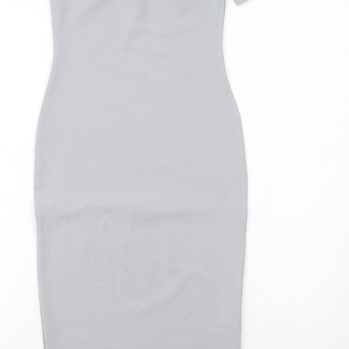 Missguided Womens Grey Polyester Bodycon Size 8 Round Neck Pullover