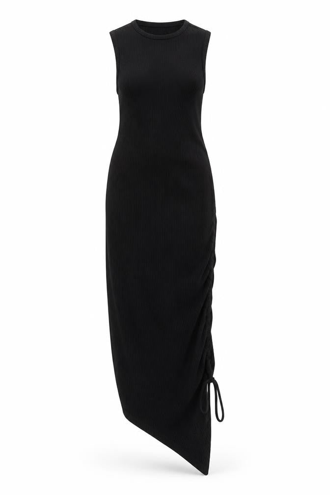 Front view of Missguided women’s black cotton maxi, size UK 4, round neck pullover
