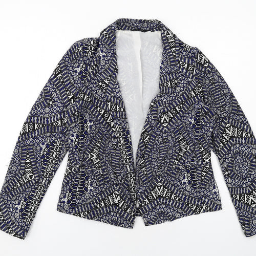 New Look Womens Blue Geometric Jacket Blazer Size 10