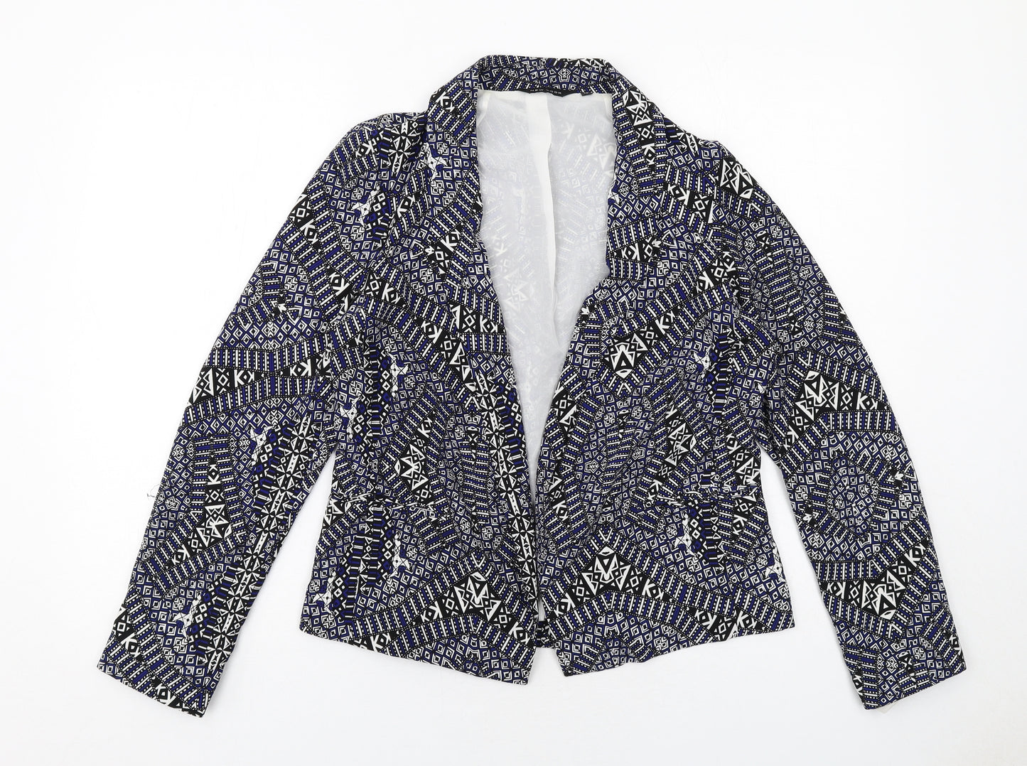 New Look Womens Blue Geometric Jacket Blazer Size 10