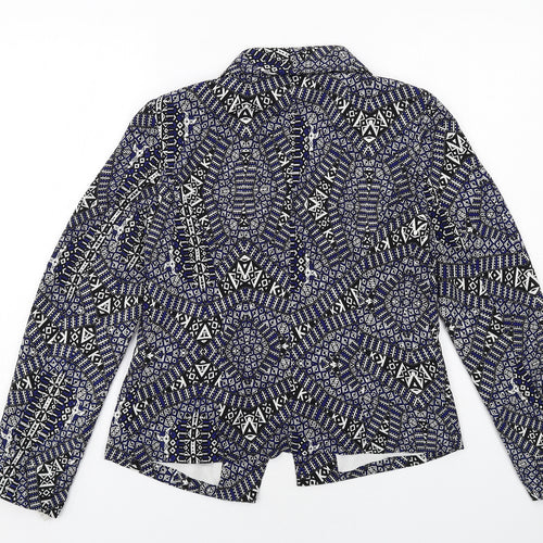 New Look Womens Blue Geometric Jacket Blazer Size 10