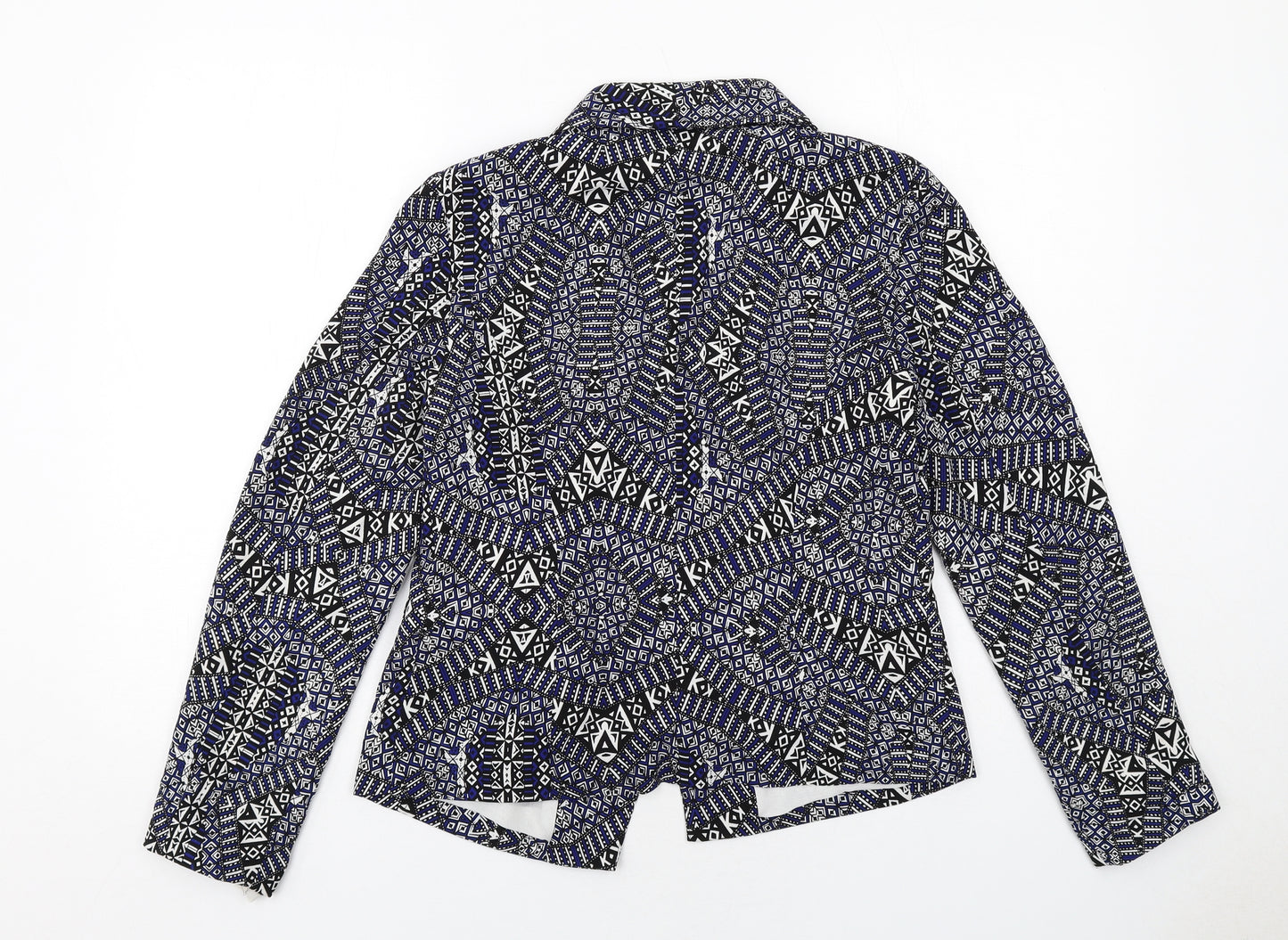 New Look Womens Blue Geometric Jacket Blazer Size 10