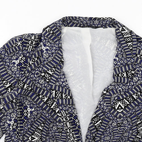 New Look Womens Blue Geometric Jacket Blazer Size 10
