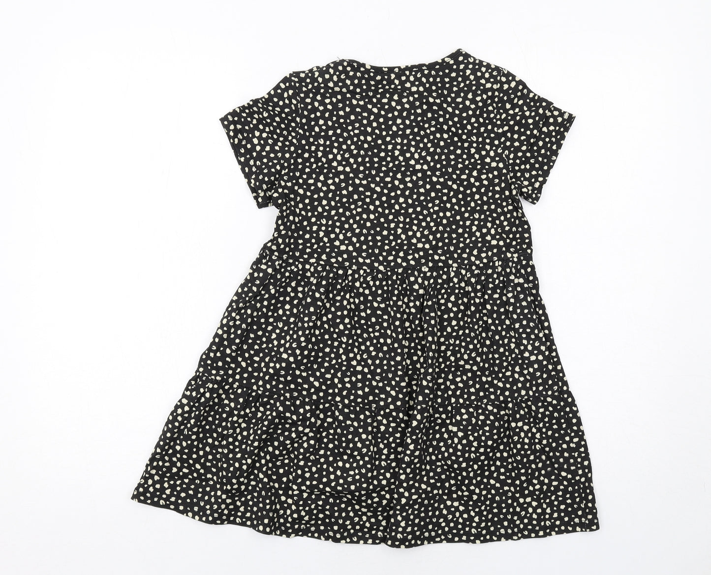 H&M Girls Black Geometric Cotton A-Line Size 8-9 Years Round Neck Pullover