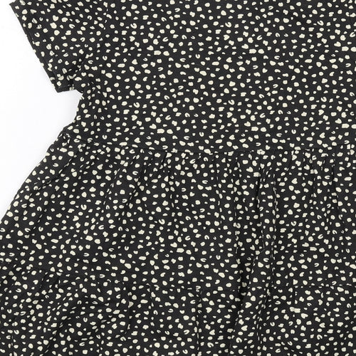 H&M Girls Black Geometric Cotton A-Line Size 8-9 Years Round Neck Pullover