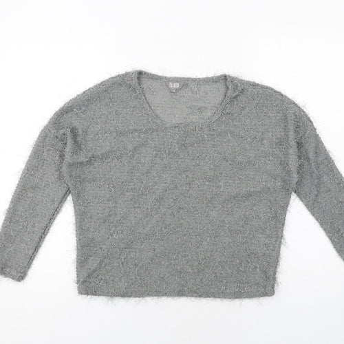 Fluid Womens Grey Round Neck Polyester Pullover Jumper Size XS