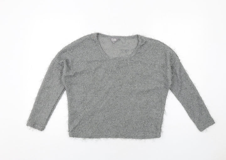 Fluid Womens Grey Round Neck Polyester Pullover Jumper Size XS