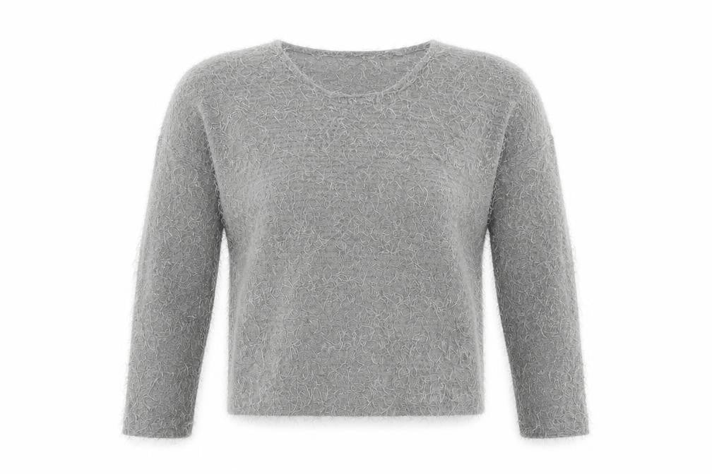 Fluid Womens Grey Round Neck Polyester Pullover Jumper Size XS