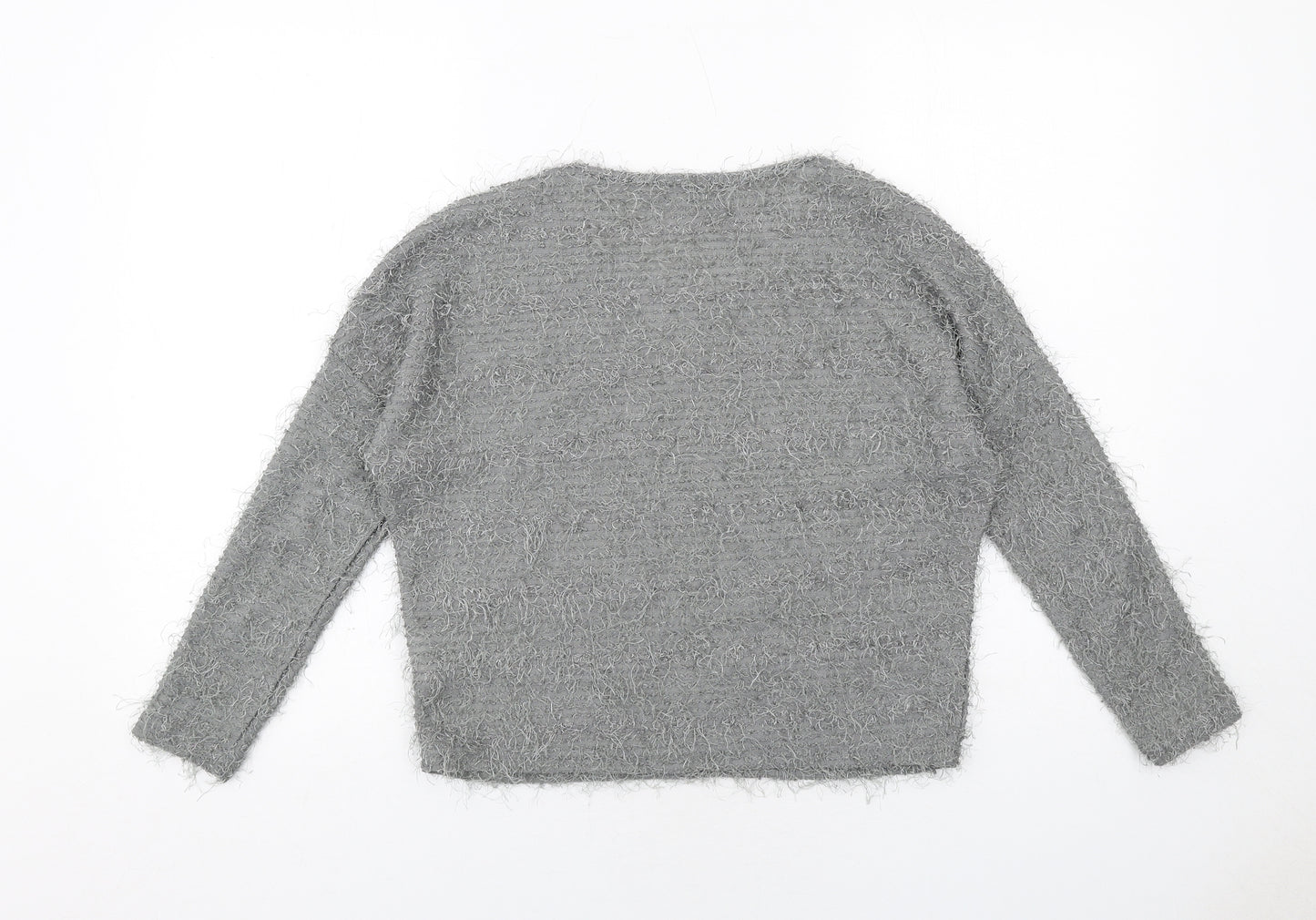 Fluid Womens Grey Round Neck Polyester Pullover Jumper Size XS