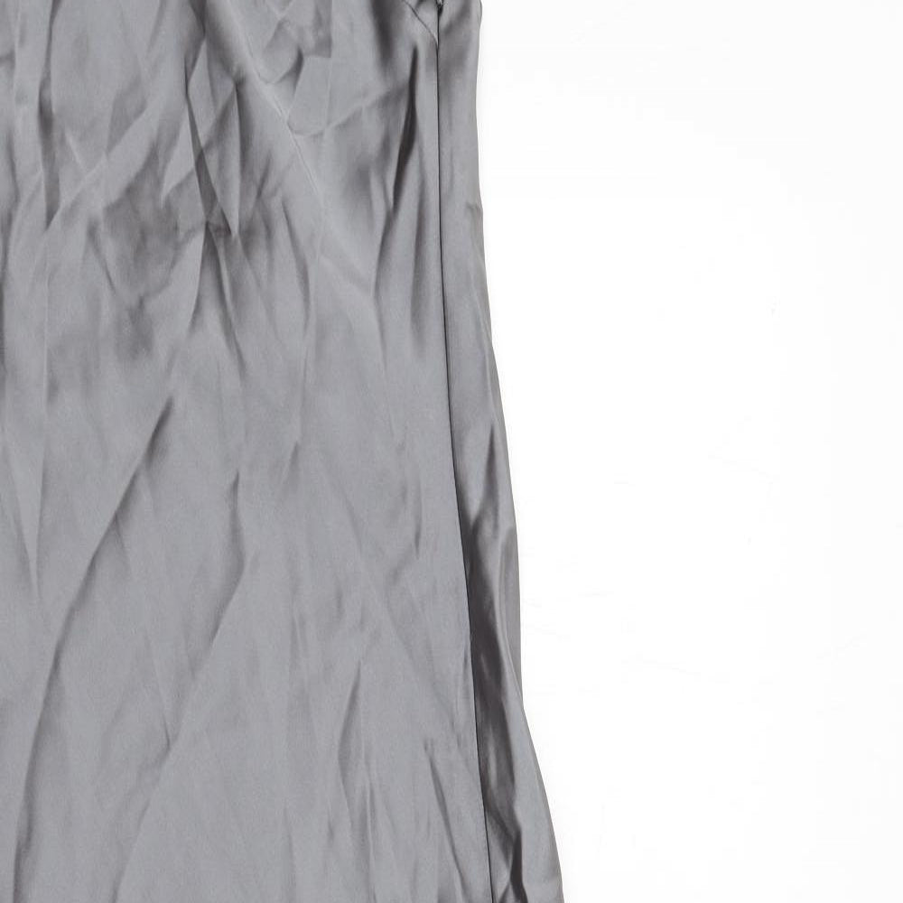 Zara Womens Grey Polyester Maxi Size S Square Neck Zip - Open Back