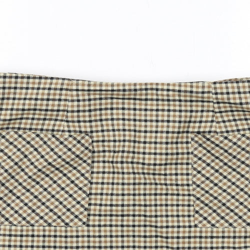 Cotton On Womens Beige Plaid Polyester A-Line Skirt Size M Zip