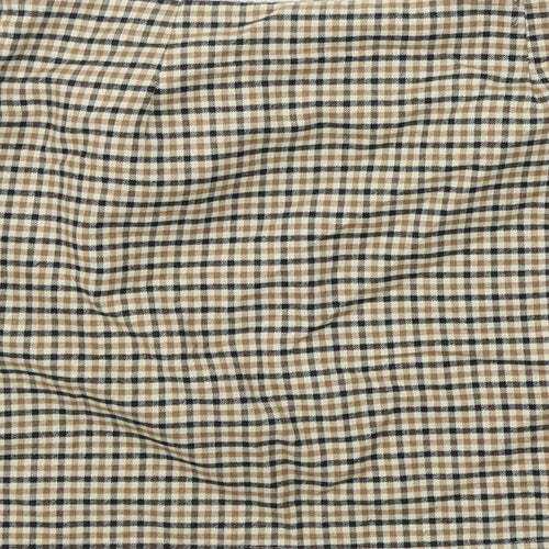 Cotton On Womens Beige Plaid Polyester A-Line Skirt Size M Zip