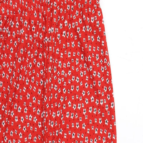 Mango Girls Red Floral Viscose Jumpsuit One-Piece Size 13-14 Years Pullover