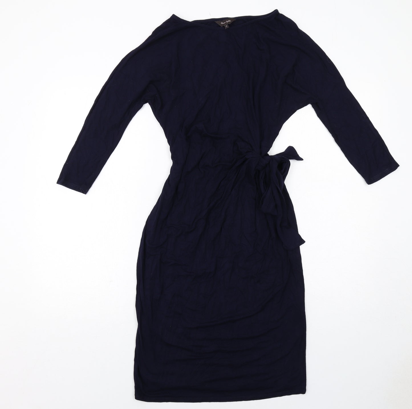 Phase Eight Womens Blue Viscose Bodycon Size 14 Round Neck Pullover