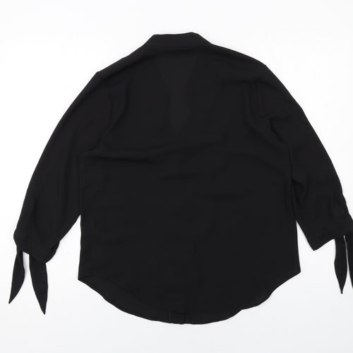 Dorothy Perkins Womens Black Polyester Basic Button-Up Size 10 Collared