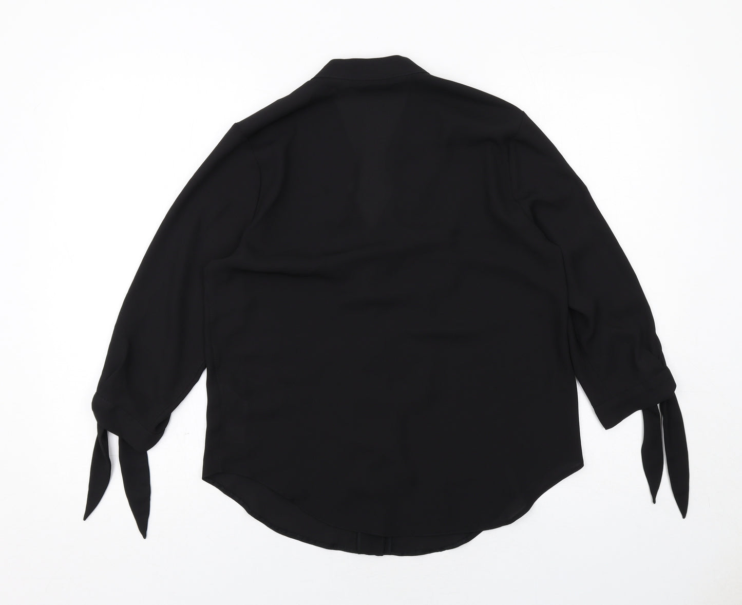 Dorothy Perkins Womens Black Polyester Basic Button-Up Size 10 Collared