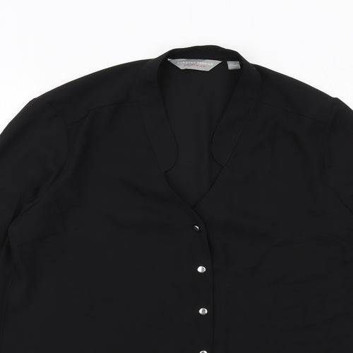 Dorothy Perkins Womens Black Polyester Basic Button-Up Size 10 Collared