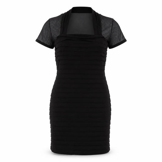 Front view of Wallis women’s black polyester bodycon, size UK 12, square neck zip