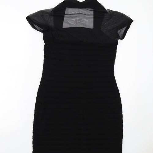 Wallis Womens Black Polyester Bodycon Size 12 Square Neck Zip