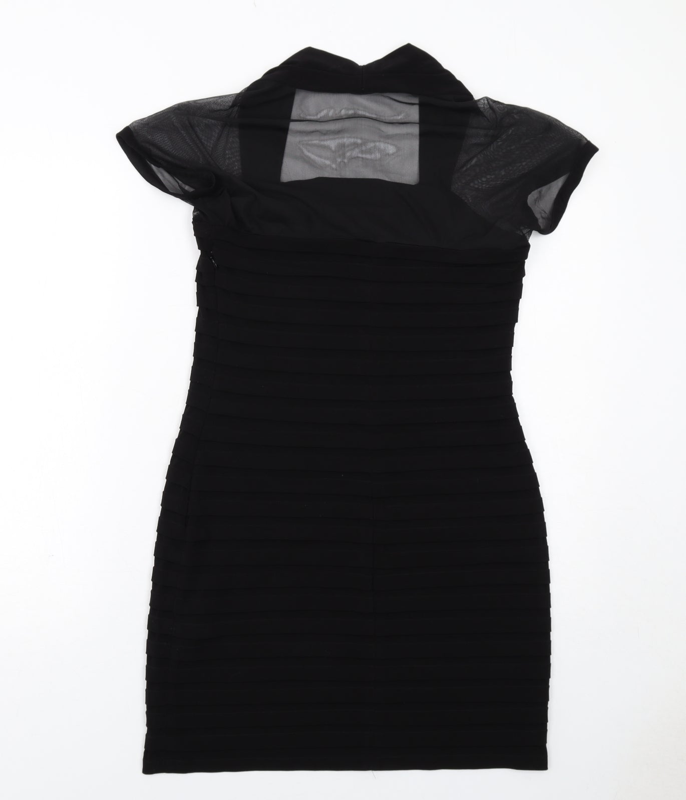 Wallis Womens Black Polyester Bodycon Size 12 Square Neck Zip