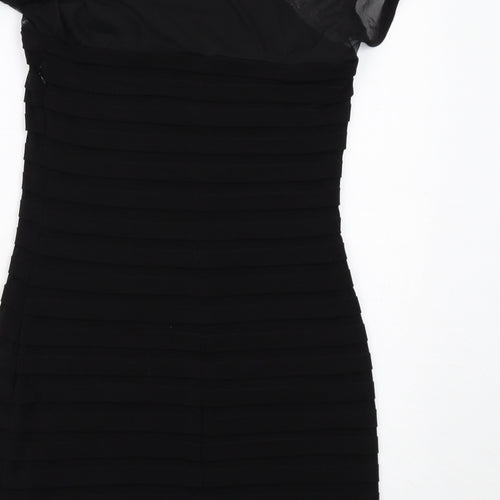 Wallis Womens Black Polyester Bodycon Size 12 Square Neck Zip