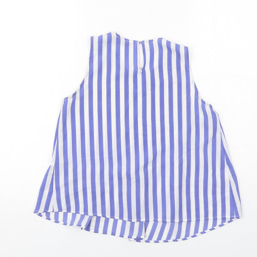 Mango Womens Blue Striped Viscose Basic Blouse Size XS Round Neck