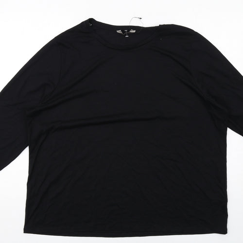 Marks and Spencer Womens Black Polyester Basic T-Shirt Size 24 Round Neck