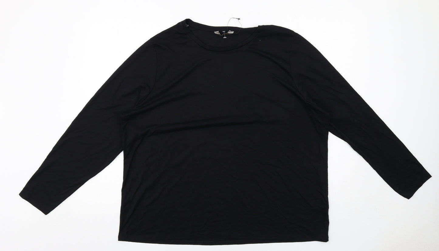 Marks and Spencer Womens Black Polyester Basic T-Shirt Size 24 Round Neck