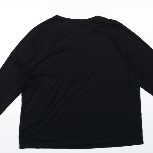 Marks and Spencer Womens Black Polyester Basic T-Shirt Size 24 Round Neck