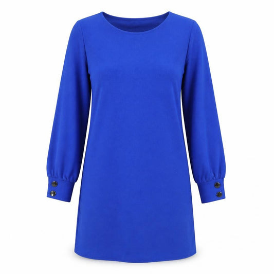 Front view of Wallis women’s blue polyester a-line, size UK 12, round neck pullover