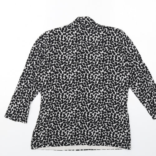 Hobbs Womens Black Geometric Viscose Basic Blouse Size L V-Neck