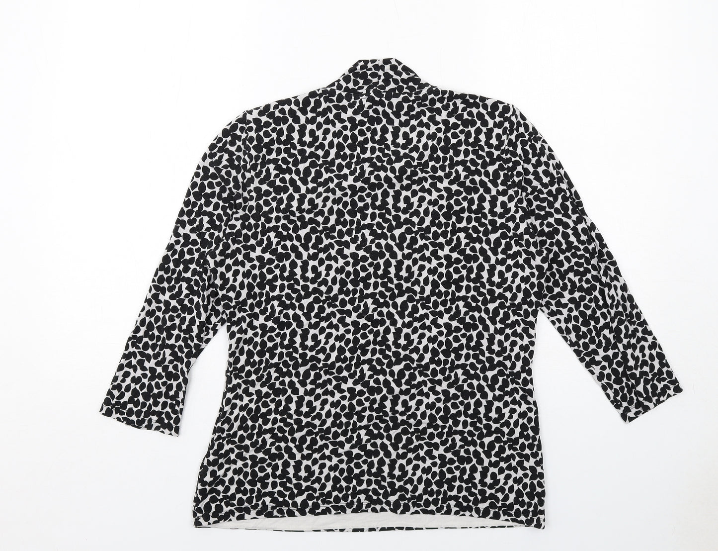 Hobbs Womens Black Geometric Viscose Basic Blouse Size L V-Neck