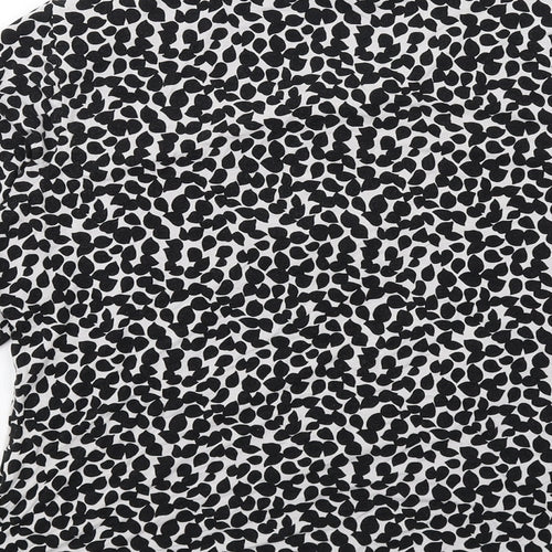Hobbs Womens Black Geometric Viscose Basic Blouse Size L V-Neck