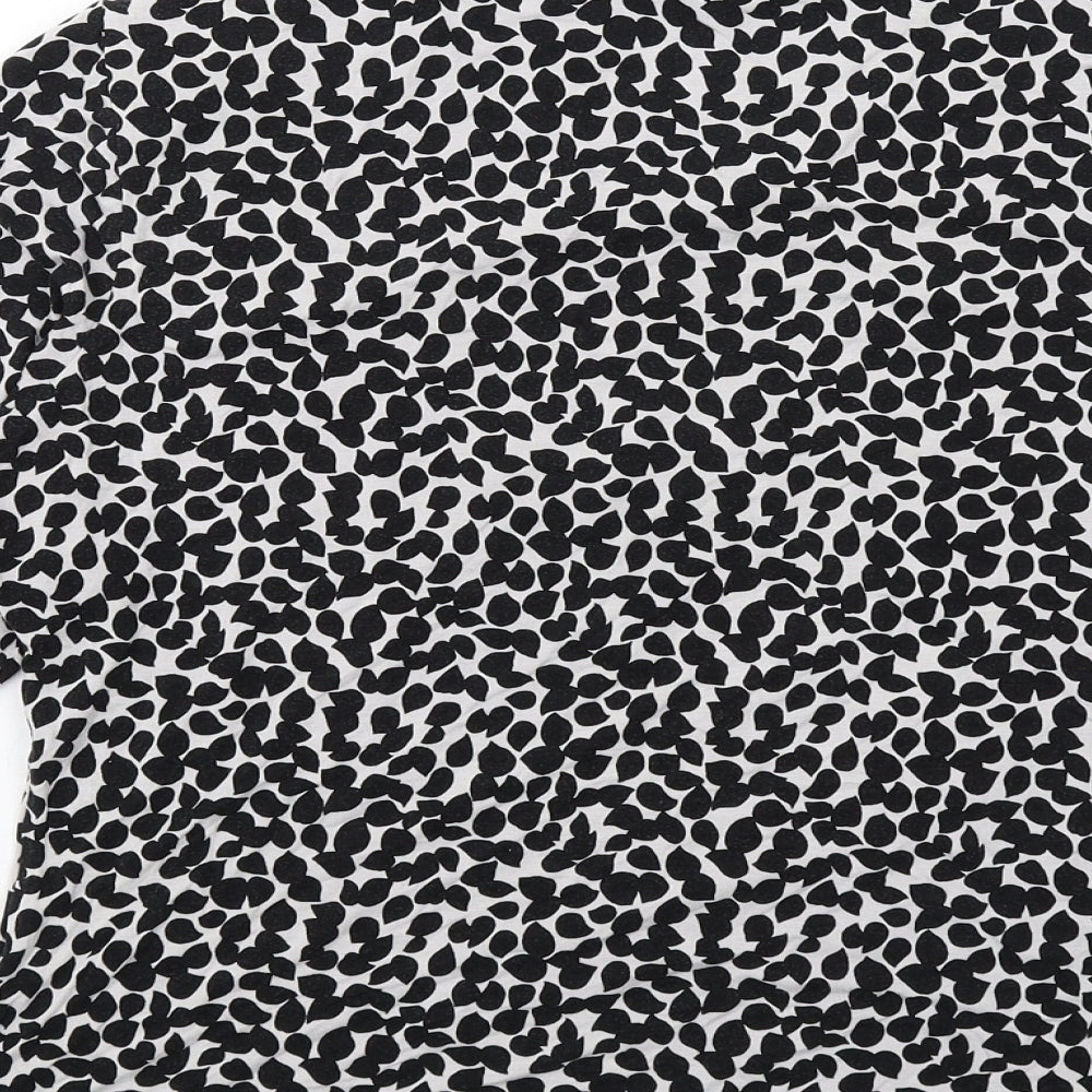 Hobbs Womens Black Geometric Viscose Basic Blouse Size L V-Neck