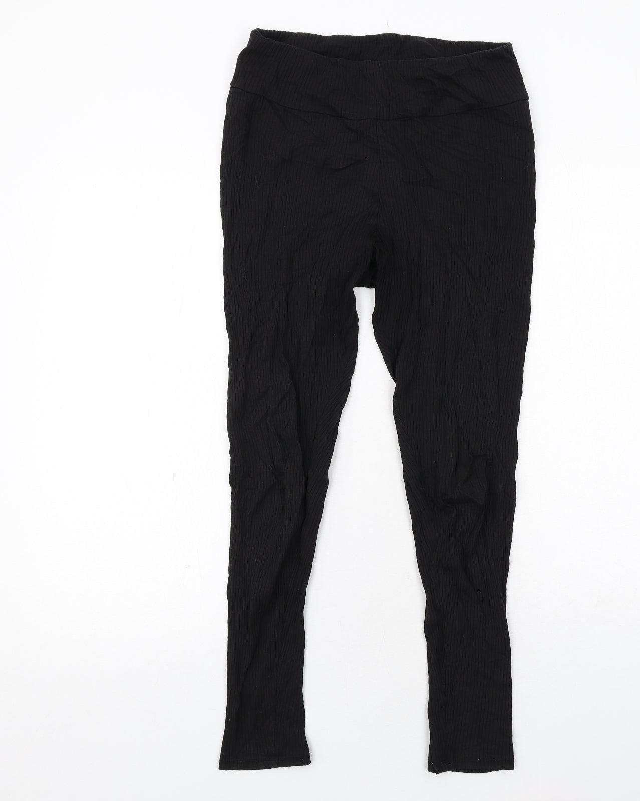 H&M Womens Black Cotton Carrot Leggings Size M - Ribbed