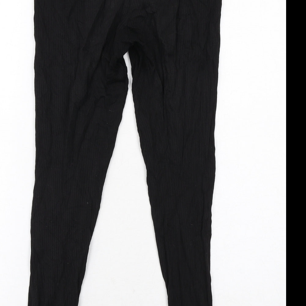 H&M Womens Black Cotton Carrot Leggings Size M - Ribbed