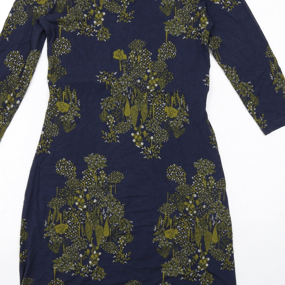 White Stuff Womens Blue Floral Viscose A-Line Size 8 Boat Neck Pullover