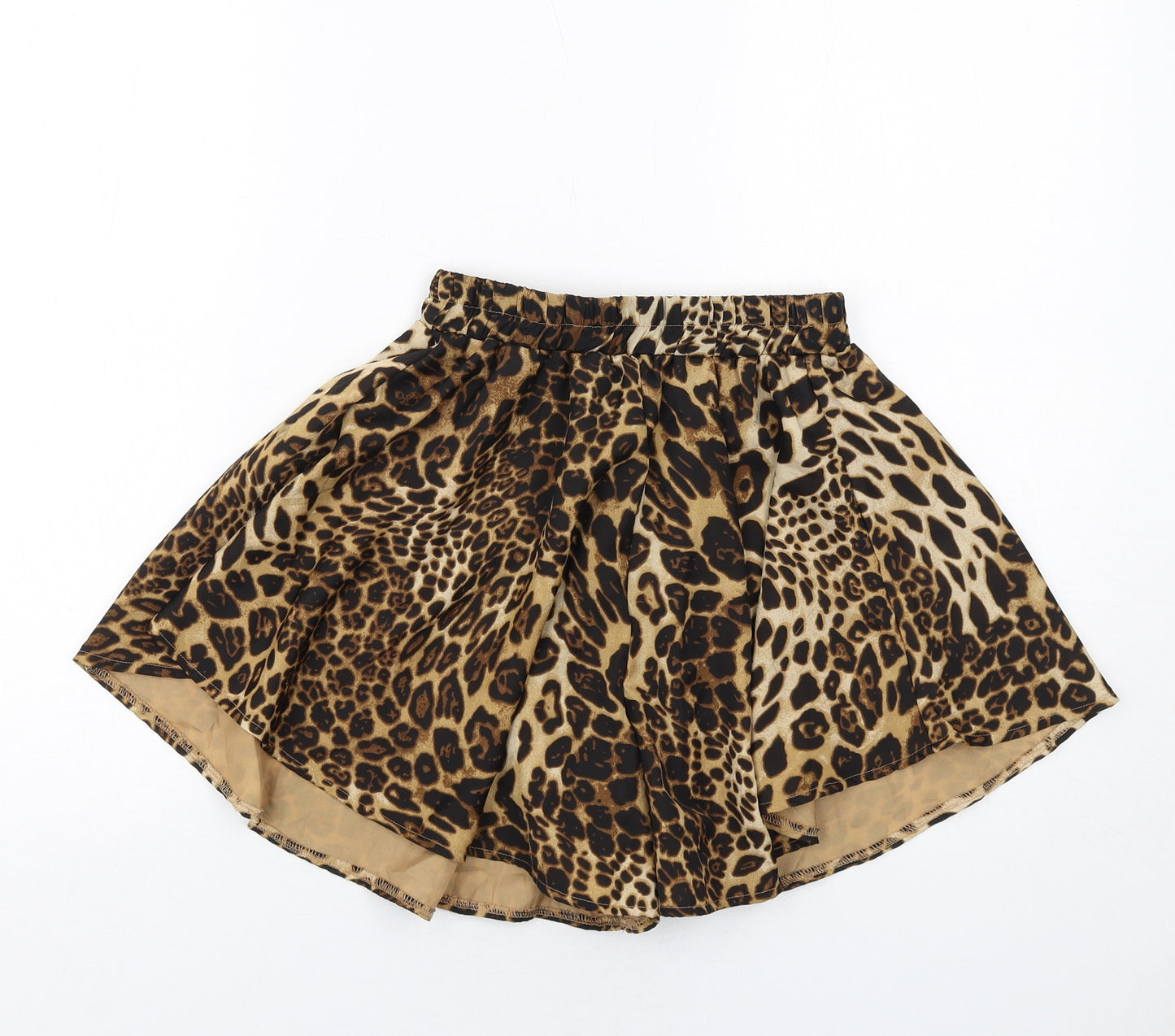 PRETTYLITTLETHING Womens Brown Animal Print Polyester Hot Pants Shorts Size 6 L16 in Regular Pull On - Leopard Print