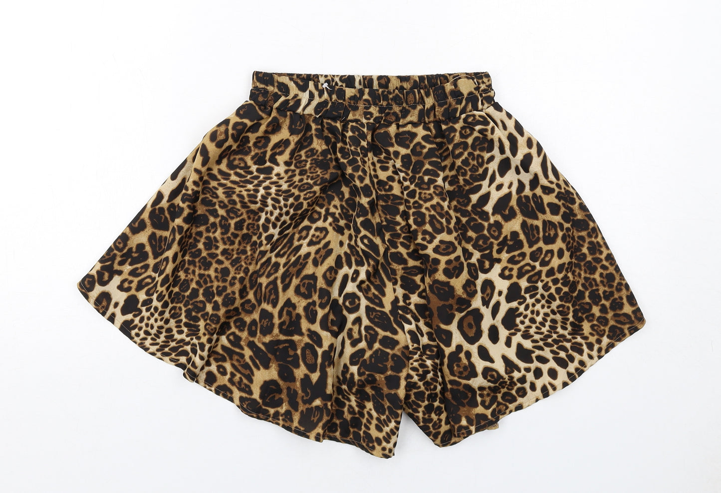 PRETTYLITTLETHING Womens Brown Animal Print Polyester Hot Pants Shorts Size 6 L16 in Regular Pull On - Leopard Print