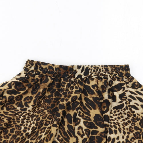 PRETTYLITTLETHING Womens Brown Animal Print Polyester Hot Pants Shorts Size 6 L16 in Regular Pull On - Leopard Print