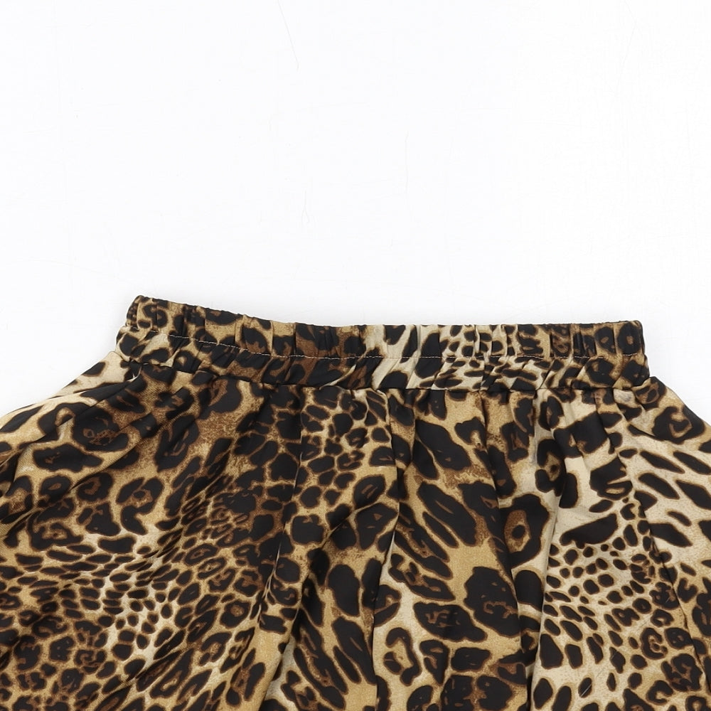 PRETTYLITTLETHING Womens Brown Animal Print Polyester Hot Pants Shorts Size 6 L16 in Regular Pull On - Leopard Print