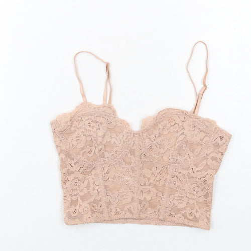 Zara Womens Pink Polyester Cropped Tank Size S Sweetheart - Corset Style